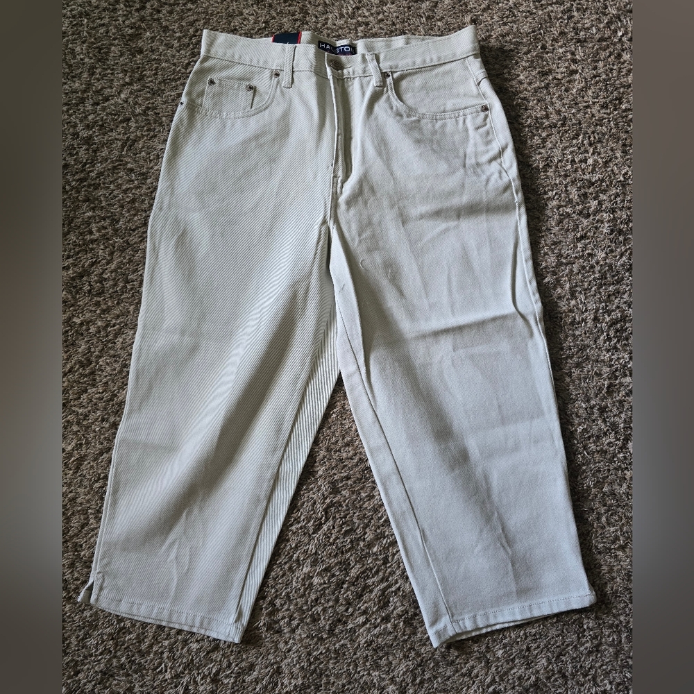 Halston Heritage Women's White Crop Pants Size 14